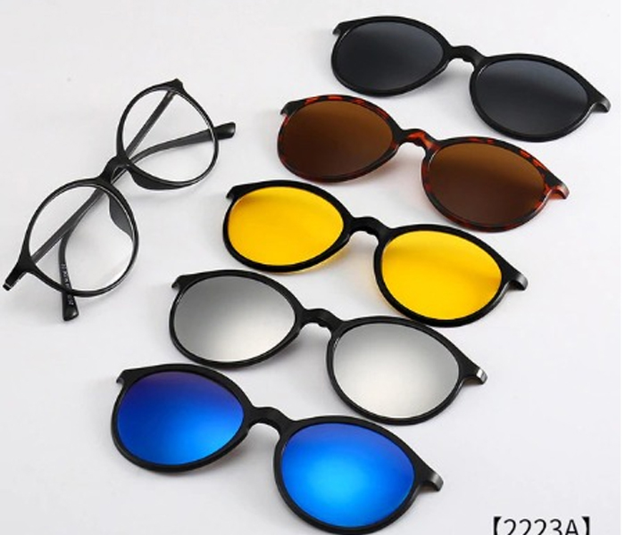 New Polarized 2223A Sunglass with 5 Magnetic Inter-Changeable Colour Shades - Zoom Image