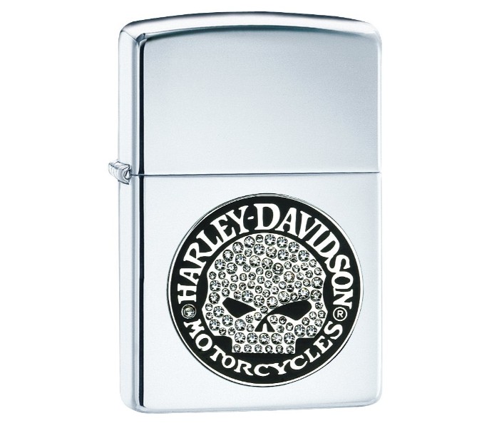 Zippo 28984 Harley Davidson Bling Skull Emblem Lighter Silver - Zoom Image 2