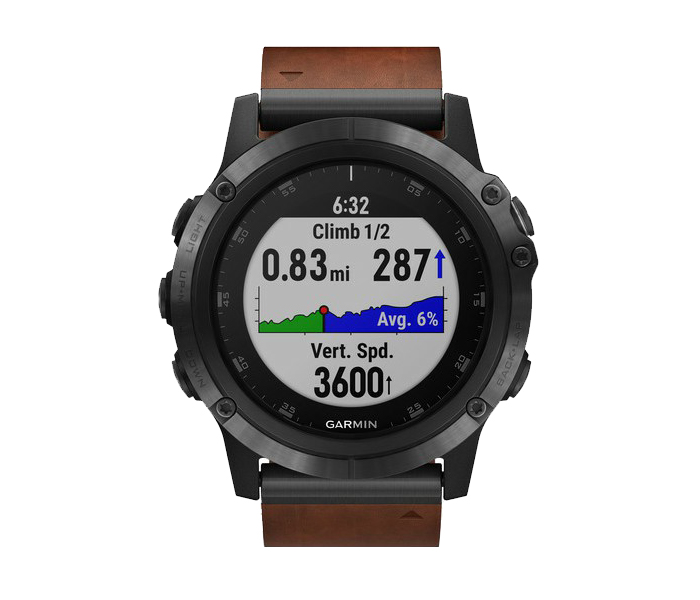 Garmin 010-01989-03 Fenix 5X Plus Smartwatch - Sapphire Slate Gray with Brown Leather Band - Zoom Image 5