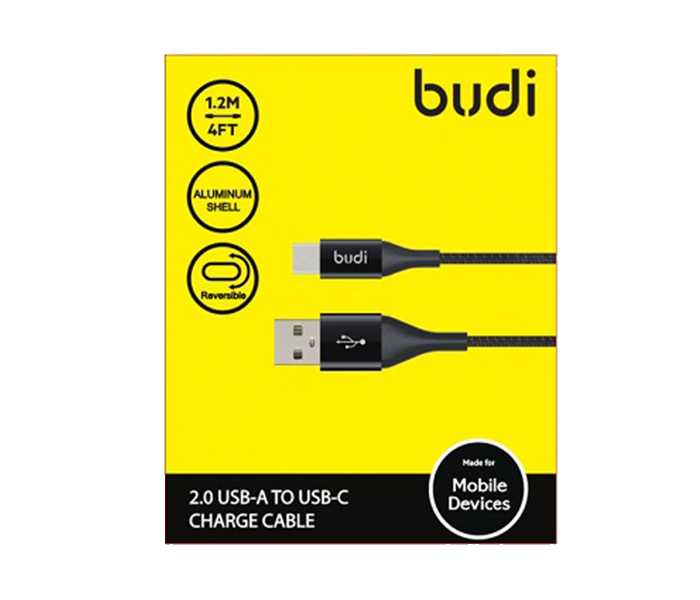 Budi M8J190T 2.0 USB-A to USB-C Charge Cable - Black - Zoom Image