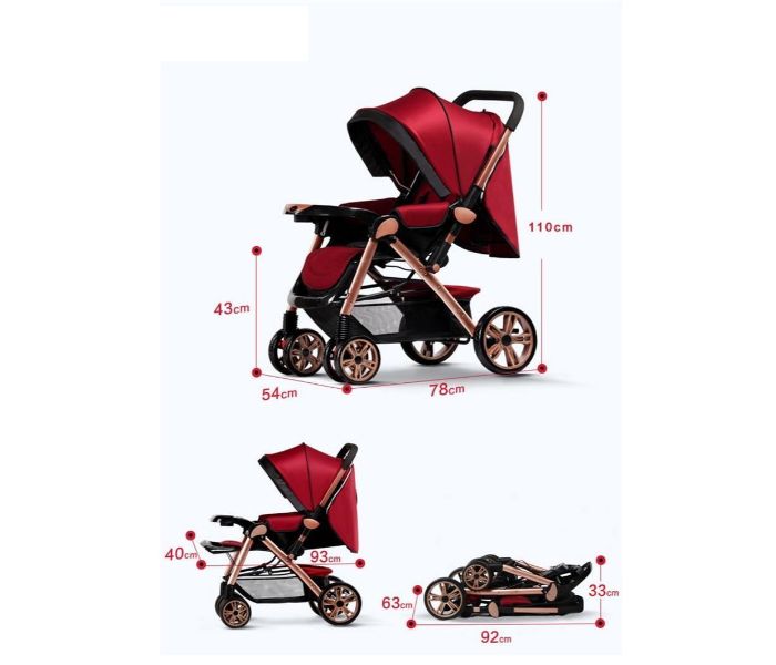 Foldable Anti shock Baby Stroller AR-135-1 Brick Red - Zoom Image 2