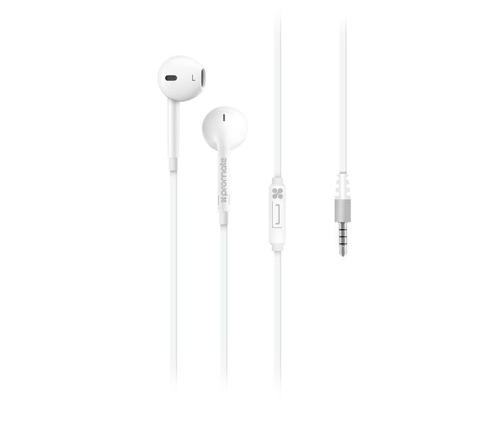 Promate Gearpod-IS Universal Ergonomic In Ear Stereo Earphone with Microphone, White - Zoom Image 6