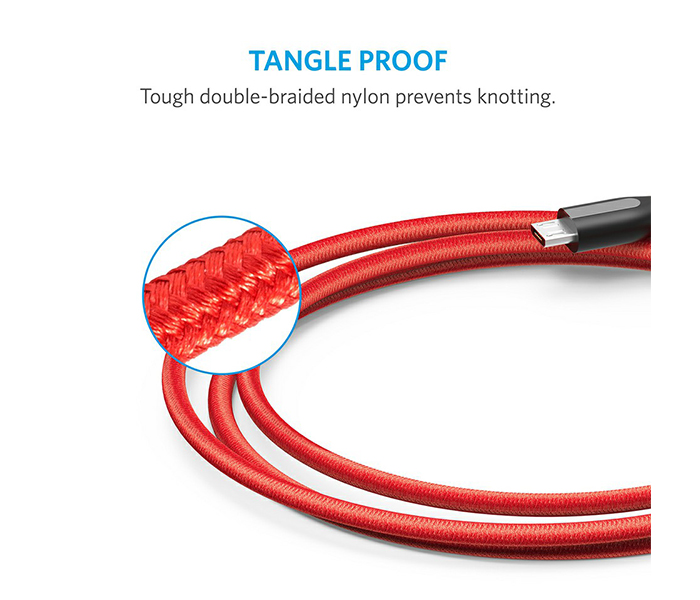 Anker A8142H91 3 Feet Powerline Micro USB Cable - Red - Zoom Image 3