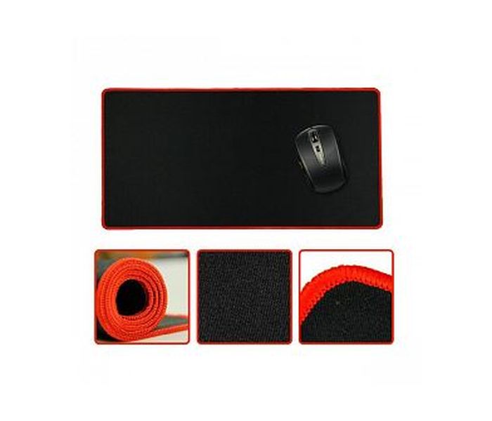 Rubber Base Non Slip Gaming Mousepad, Black & Red - Zoom Image 1