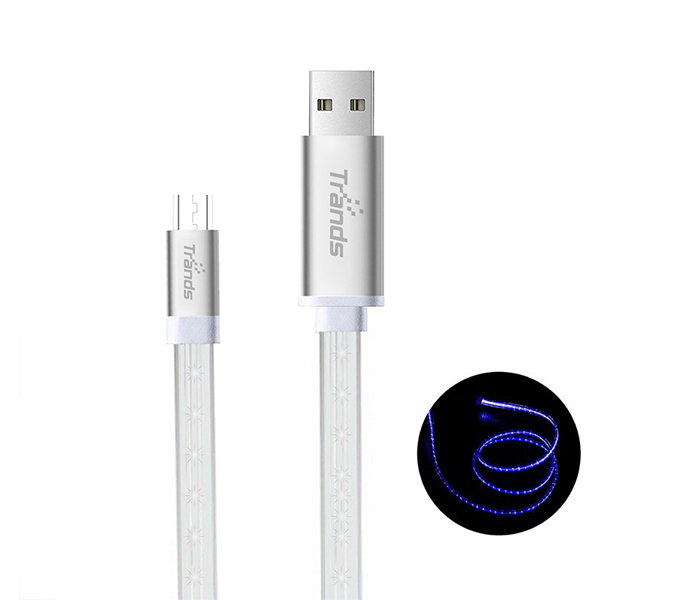 Trands TR-CA3073 1 Meter LED Flowing Micro USB Cable - White - Zoom Image 3