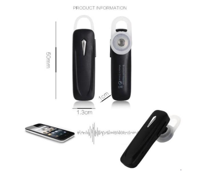 Light Weight Wireless Bluetooth Single Ear Mono Headset With Mic - Black - Zoom Image 4