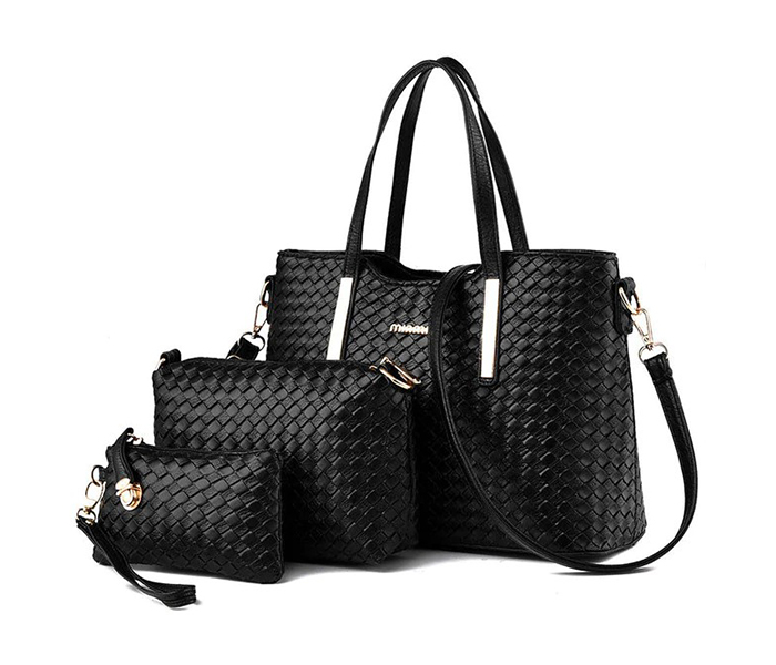 3 Pieces PU Leather Handbags Set for Women - Black - Zoom Image