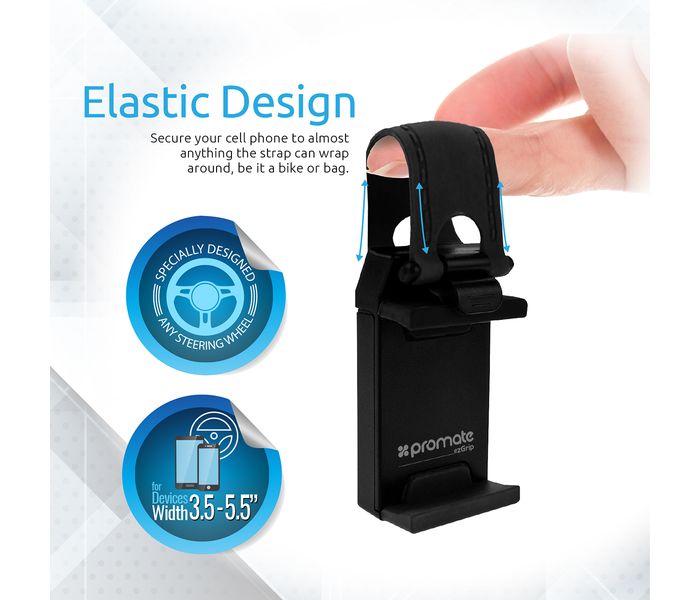 Promate Ezgrip Universal Car Steering Wheel Mobile Phone Holder Clip - Black - Zoom Image 2