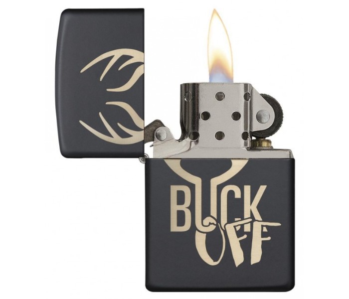 Zippo 29607 218 Buck Off Laser Design Lighter Black - Zoom Image 1