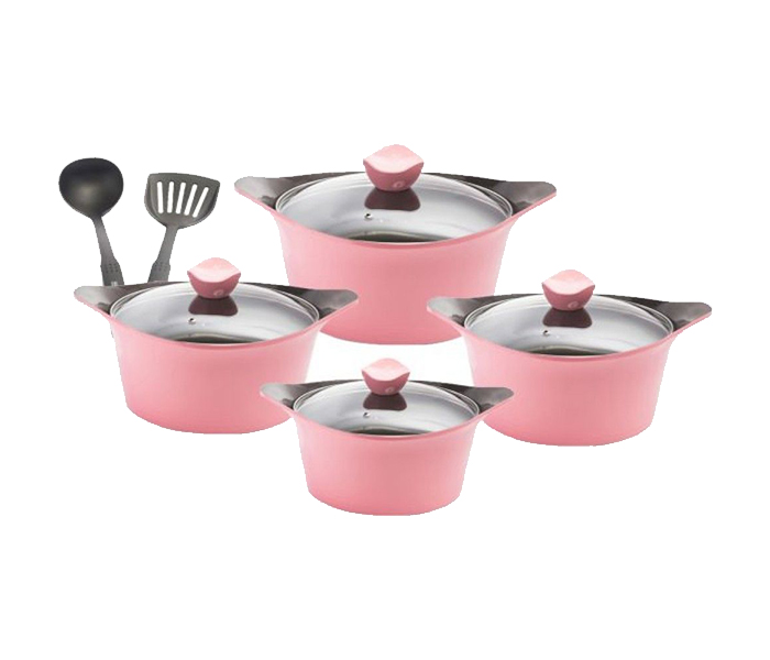 Royalford RF9271 10 Pieces Korean Cookware Set - Pink - Zoom Image 2