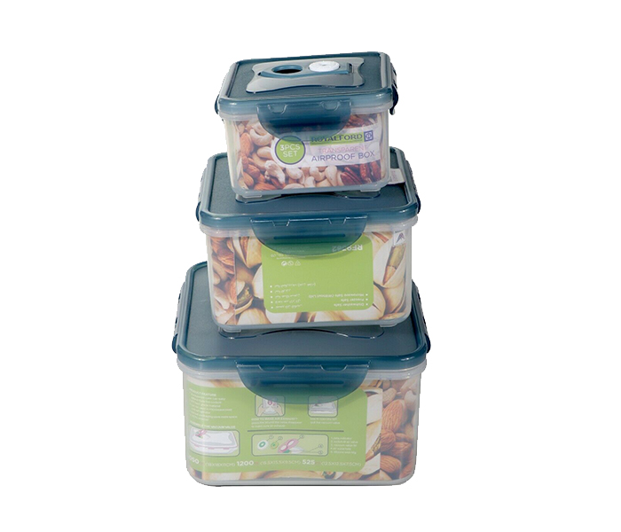 Royalford RF9382 3 Pieces Round Airproof Box - Transparent - Zoom Image