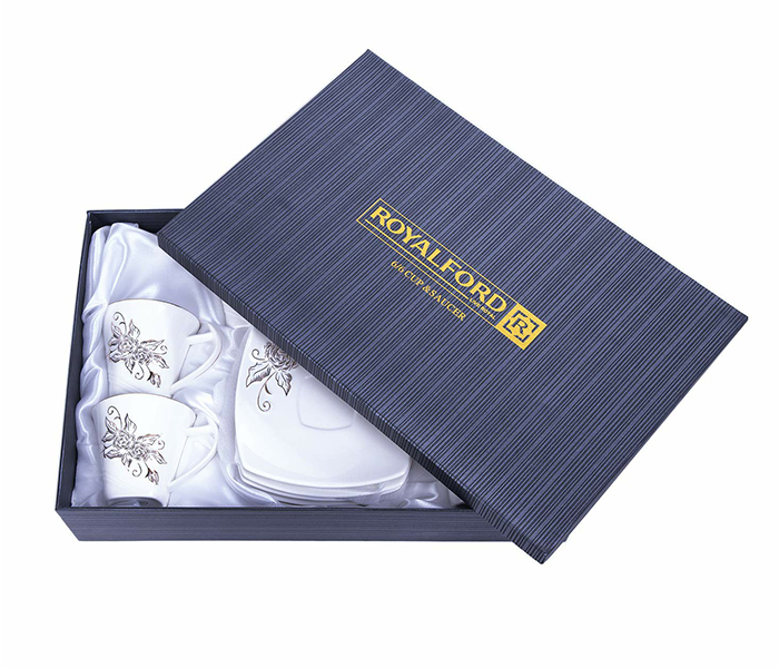 Royalford RF5725 12 Pieces Porcelain Cup & Saucer - White & Gold - Zoom Image 5