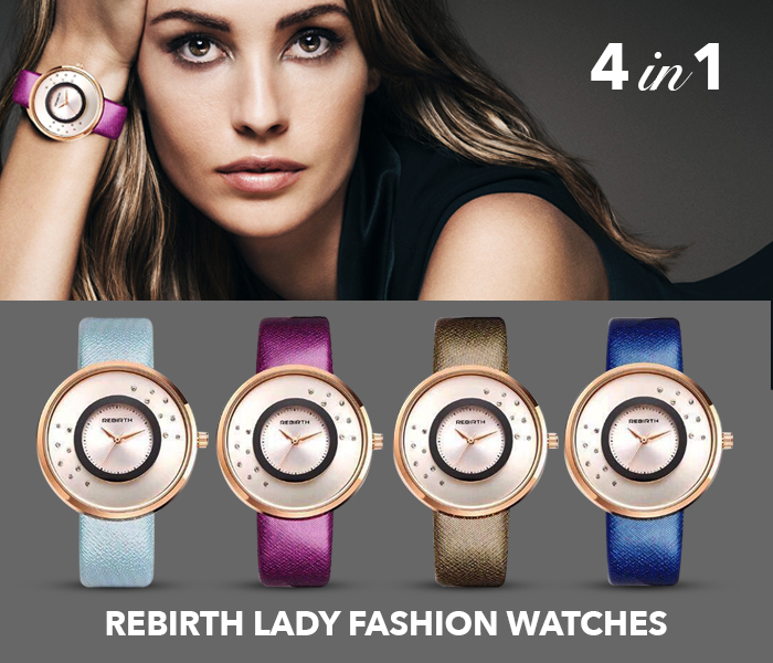 REBIRTH Business Elegant Lady Wrist Watch Pack Of 4 - Zoom Image 1