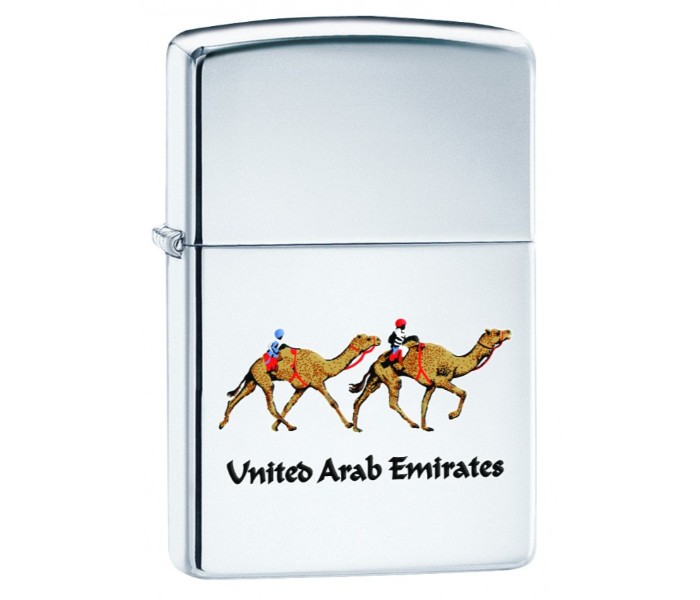 Zippo CI003820 250 Regular Polished Chrome Camel and Jockey Lighter Silver - Zoom Image