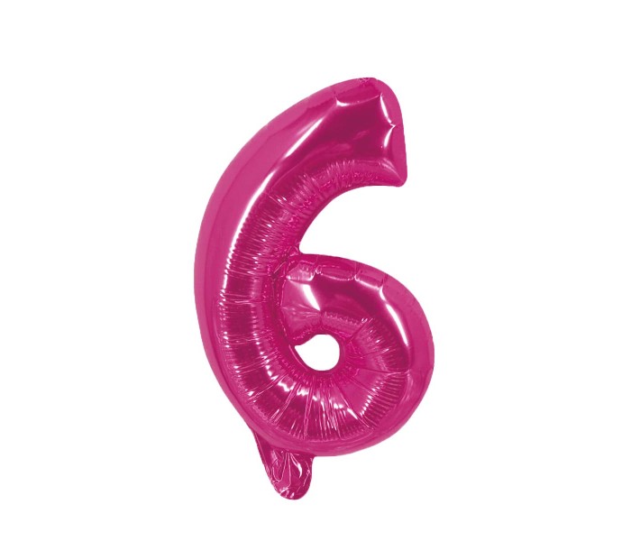 Party Time 6-PI-804086 Number 6 16 Inch Foil Balloon Pink - Zoom Image