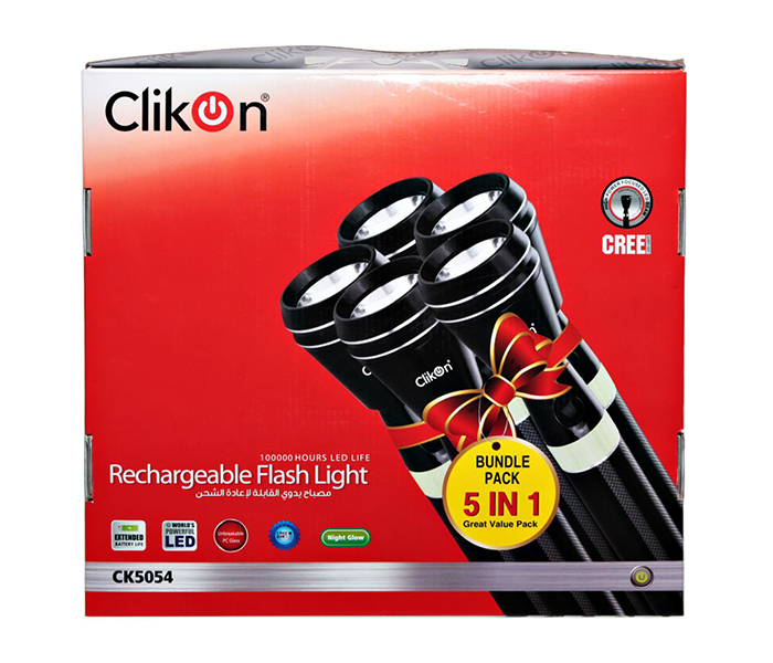 Clikon CK5054 5 In 1 Rechargeable LED Flash Light - Black - Zoom Image 3