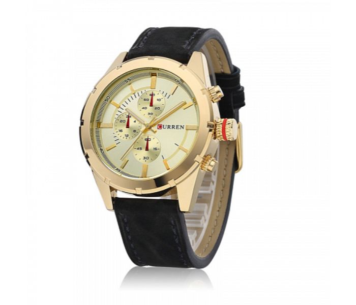 Curren 8154 Analog Watch For Men Black and Gold - Zoom Image 1