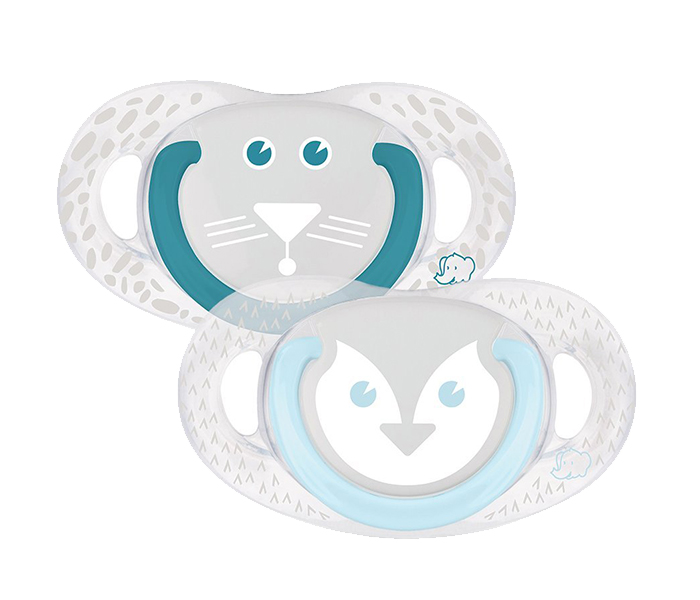 Bebe Confort 3104209200 Natural Physiological Silicone Funny Animals Auk & Tiger Pacifiers - 2 Pieces, Teal - Zoom Image 4