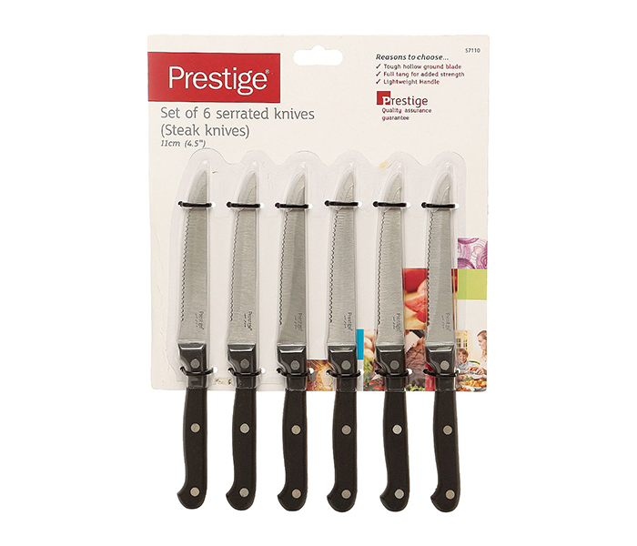 Prestige PR57110 11CM Serrated Steak Knife Set - 6 Pieces, Black - Zoom Image 2