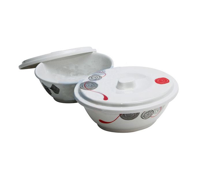 Royalford RF6518 9-inch Melamine Oval Bowl with Lid - White - Zoom Image