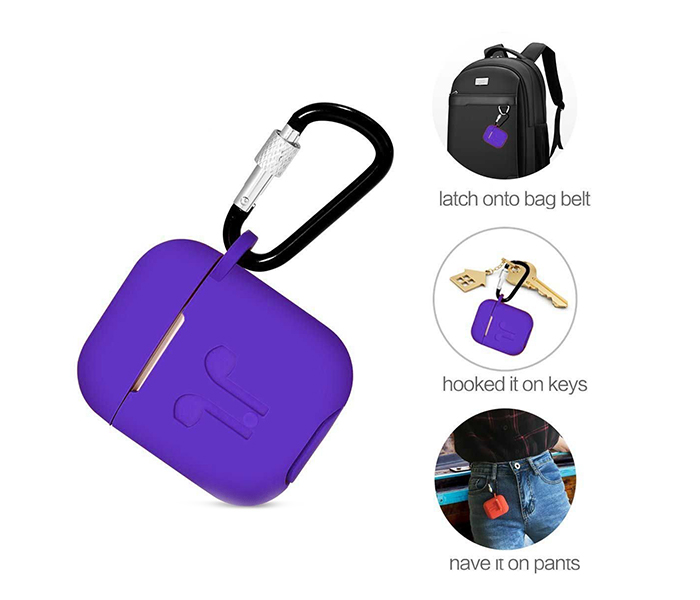 AirPods Case Holder Shockproof with Anti-Lost Strap & Carabiner - Purple - Zoom Image 1