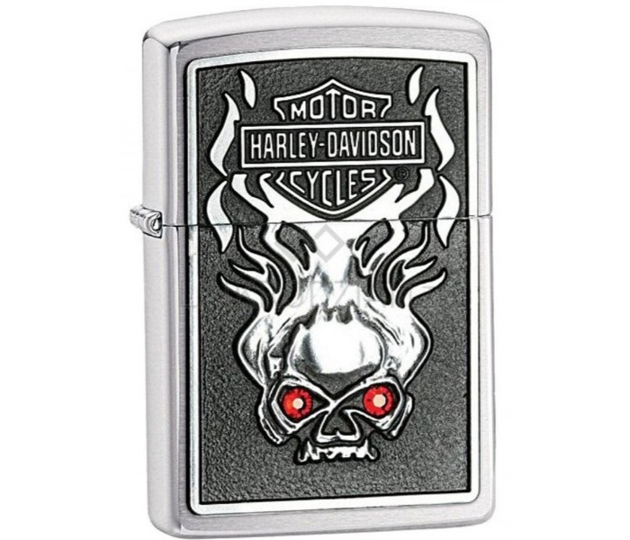 Zippo 28267 200 HD Skull with Red Crystal Lighter Black and Silver - Zoom Image