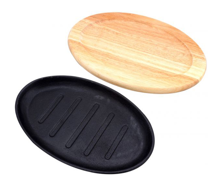 Prestige PR8043 Cast Iron Sizzler Plate with Wooden Base - Black - Zoom Image 3