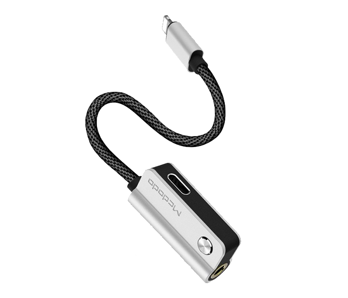 Mcdodo CA-3470 iPhone Lightning to Lightning & Audio 3.5mm Splitter - Silver - Zoom Image 1