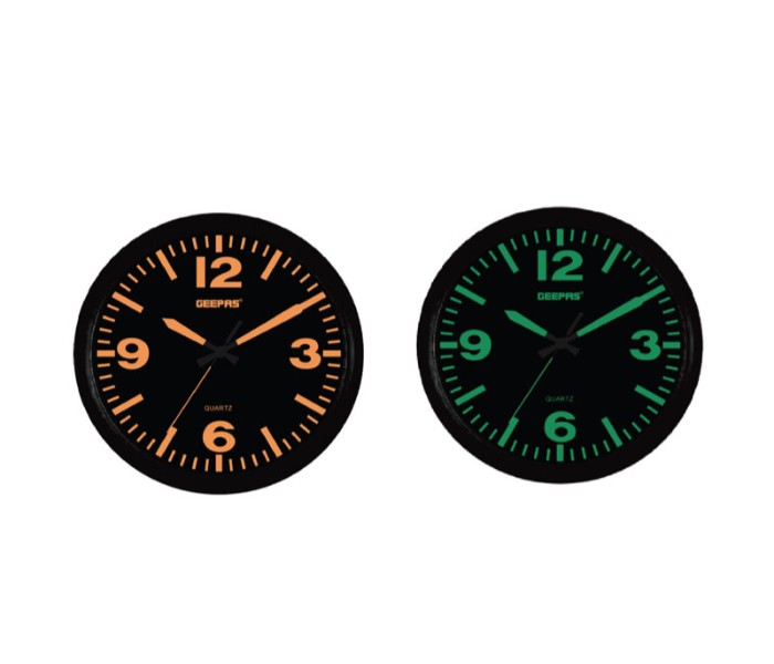 Geepas GWC4814 Wall Clock Taiwan Movement Green and Orange - Zoom Image