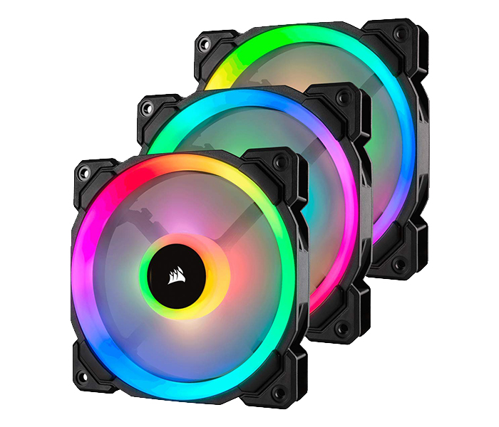 Corsair CO-9050072-WW LL120 RGB 120mm Dual Light Loop RGB LED PWM Fan with Lighting Node Pro - Pack of 3, Black - Zoom Image 7