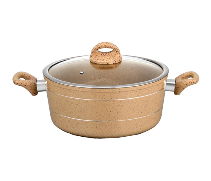 Royalford RF9467 22cm Marble Smart Casserole with Glass Lid - Beige - Zoom Image