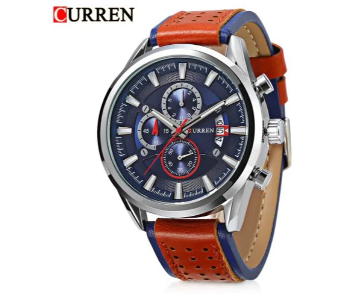 Curren 8290 Analog Quartz Watch For Men Blue And Silver - Zoom Image