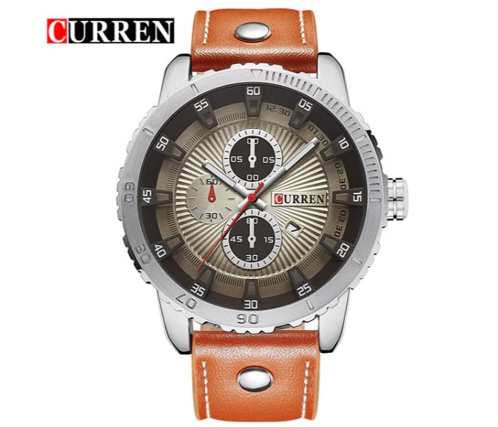 Curren 8206 Casual Analog Quartz Watch For Men Brown And Grey - Zoom Image