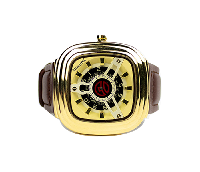 Timezone Strap Watch for Men - Gold - Zoom Image 1