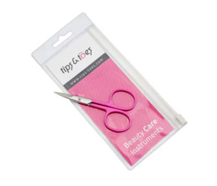 Tips & Toes TT-208Pink Stainless Steel Nail and Cuticle Curved Scissors - Stainless Steel, Pink - Zoom Image 3