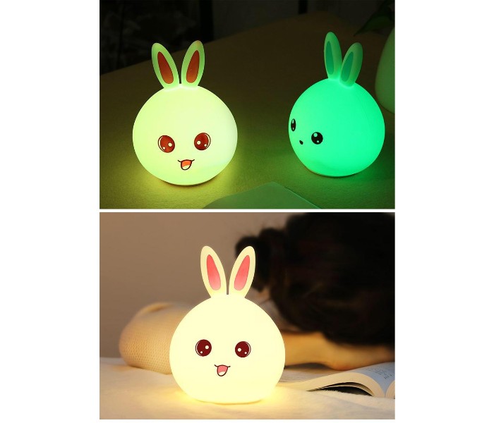 Cute Rabbit Silicone LED Night Lamp with Touch Sensor and 7 Mode Changing Colors SNL75 Assorted - Zoom Image 1