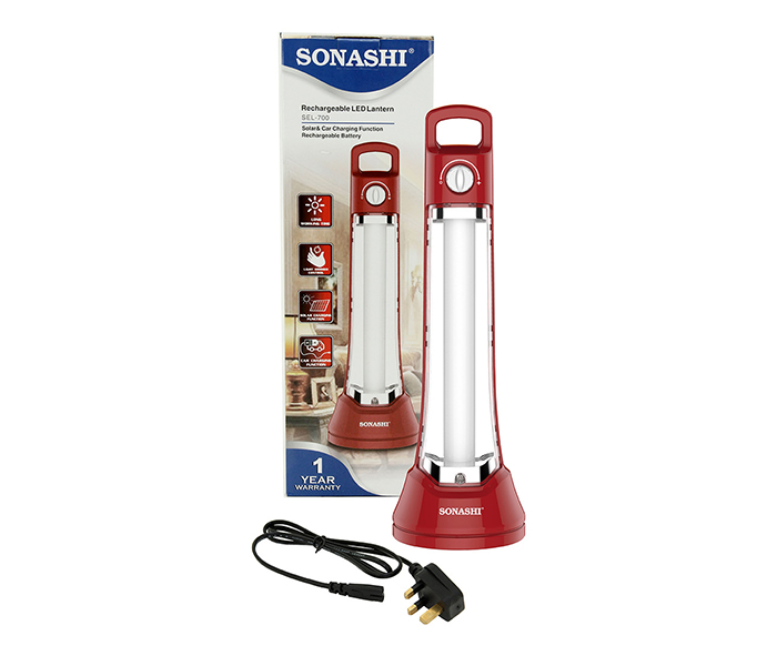 Sonashi SEL-700 60 Piece Rechargeable LED Lantern with Solar & Car Charging Function - Red - Zoom Image 3