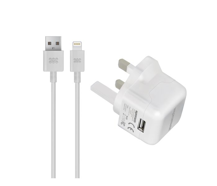 Promate ChargMateLT-UK Premium 2.1A Charger with Lightning Connector, White - Zoom Image 10