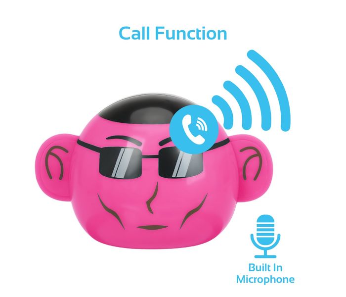 Promate Ape Mini High Definition Wireless Monkey Speaker With Smartphone Stand - Pink - Zoom Image 3