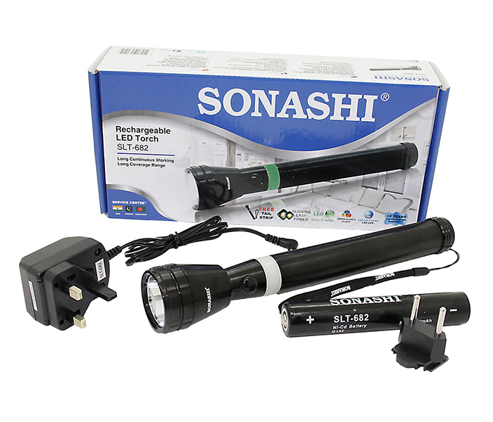 Sonashi SLT-682 3W Rechargeable LED Torch with Unbreakeable Glass - Black - Zoom Image 3