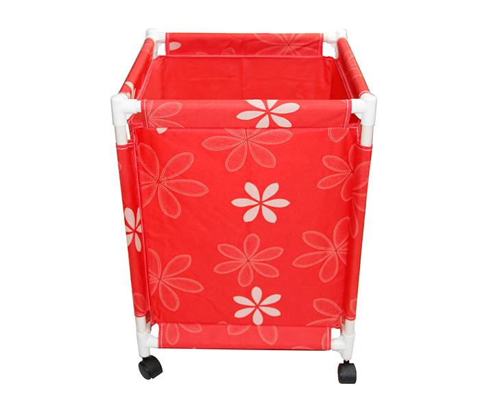 In-House Ls-1110 Foldable Laundry Storage Basket With Wheels - Red - Zoom Image 2