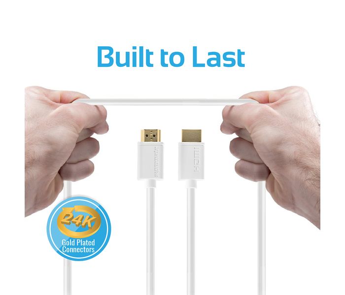 Promate LinkMate-H1 Premium 24K Gold Plated HDMI Cable - White - Zoom Image 3