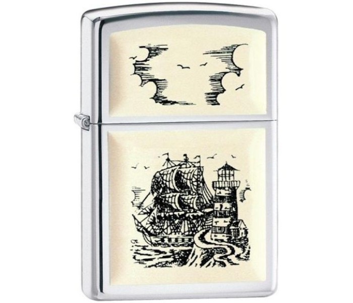 Zippo 359 HP Chrome Scrimshaw Lighter Multicolor - Zoom Image