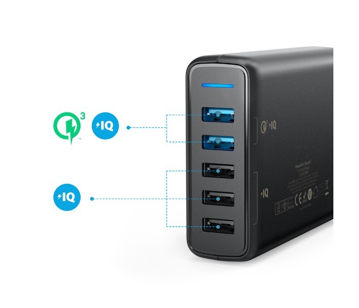 Anker A2054 5 Powerport Dual USB Charger Black - Zoom Image 2