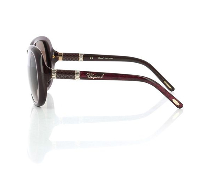 Chopard SCH149S 09E7 Round Bordeaux Pearled & Red Frame and Brown Mirrored Sunglasses for Women - Zoom Image 4