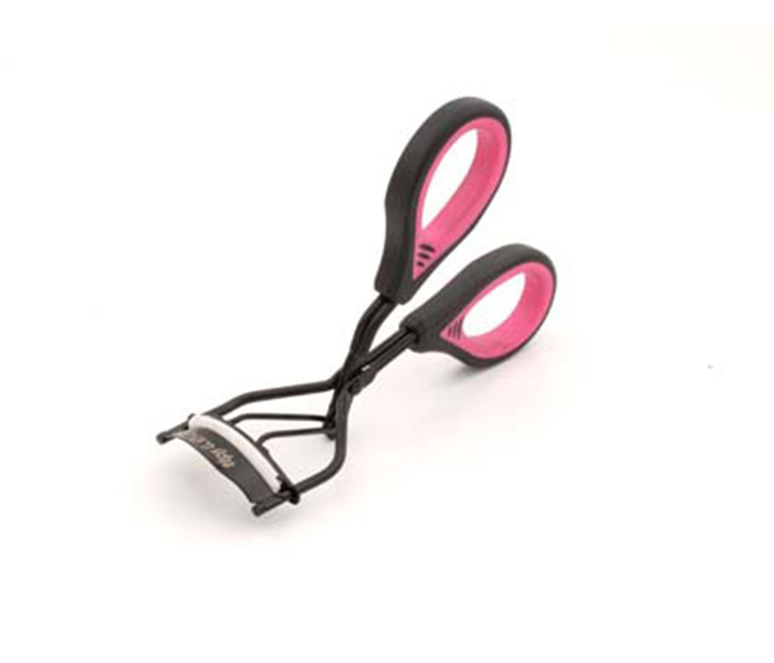 Tips & Toes TT-035 Stainless Steel Eyelash Curler with Grippy Handle, Black & Pink - Zoom Image 1