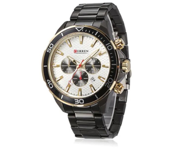 Curren 8309 Luxury Analog Quartz Watch For Men Black and White - Zoom Image 1