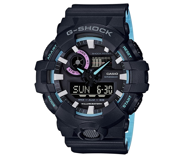 Casio G Shock GA-700PC-1ADR Mens Analog and Digital Watch Black and Blue - Zoom Image