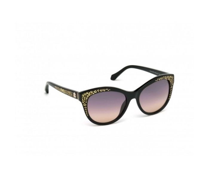 Roberto Cavalli 992S-05B Cat Eye Black & Gold Frame and Grey Gradient Mirrored Sunglasses for Women - Zoom Image 1