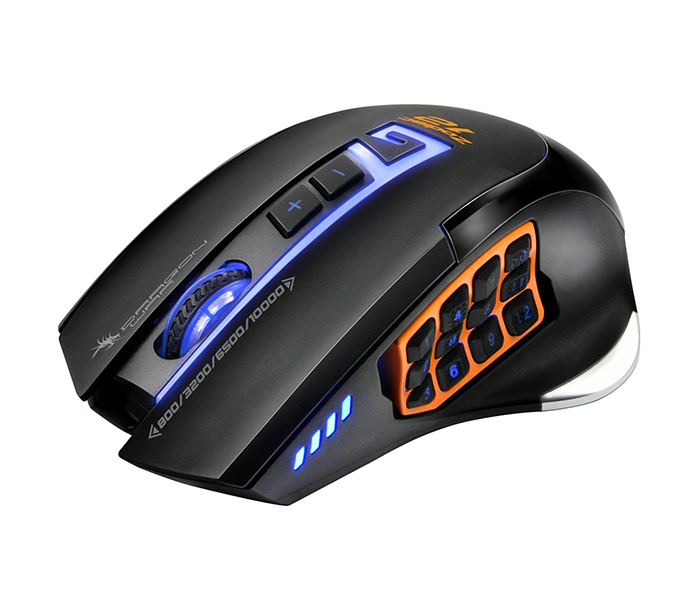 Dragon War G13 Zodiac 10000 DPI MMO Gaming Mouse - Black - Zoom Image 1